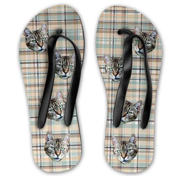 Personalised Plaid Cat Flip Flops - Pawsify
