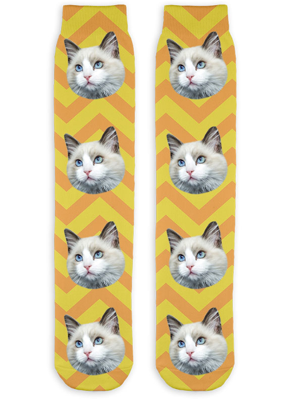Personalised Cat  Zig Zag  Halloween Socks Pawsify